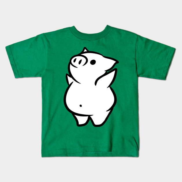 Happy Pig Kids T-Shirt by Jossly_Draws